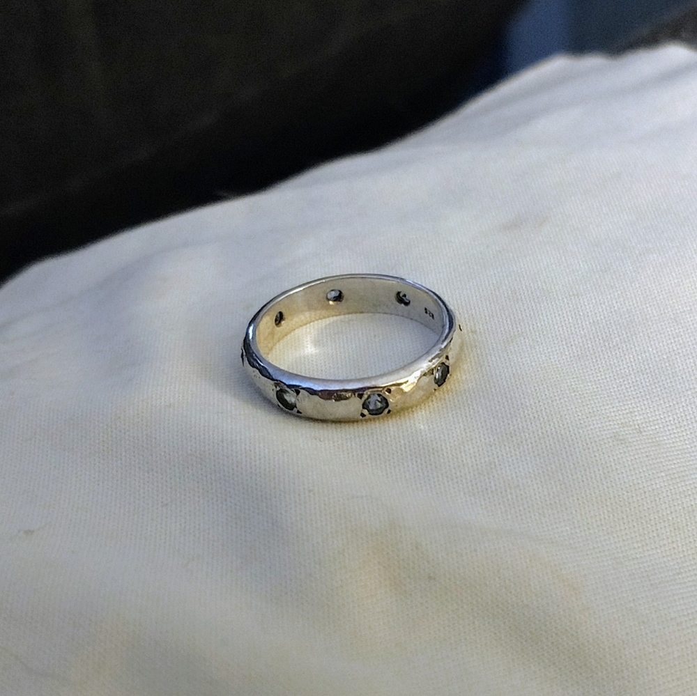 Silver and blue topaz ring, size 5